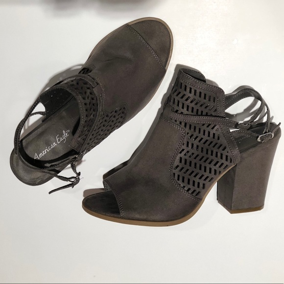 American Eagle Outfitters Shoes - Peep-toe ankle strap heeled boots